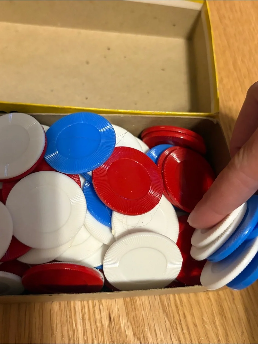 Vintage Poker Chips Red White Blue Plastic